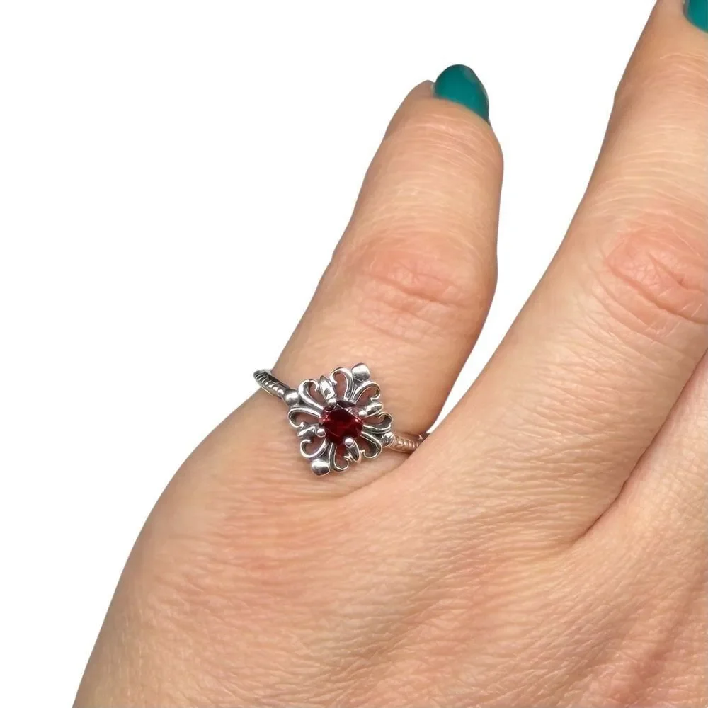 Garnet Ring Size 5 Solid 925 Sterling Silver